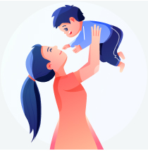 vector Mom playing with baby